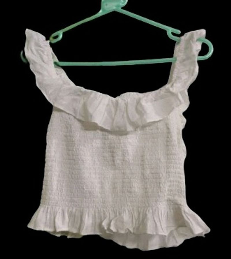 White & Green Cotton Top