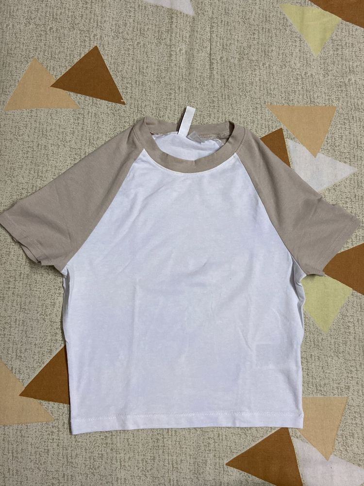 Beige Sleeve Baby Tee