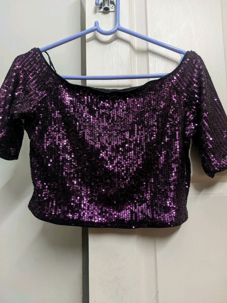 Sequins Top - Boat Neck