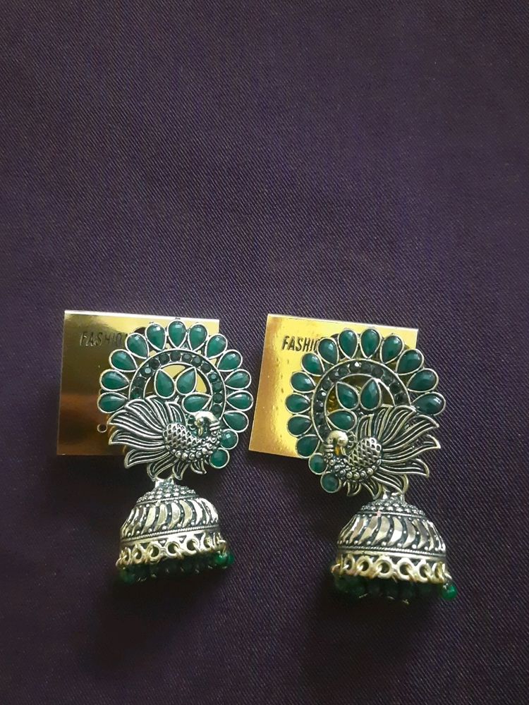 Green Peacock 🦚 Design Earings ❤️