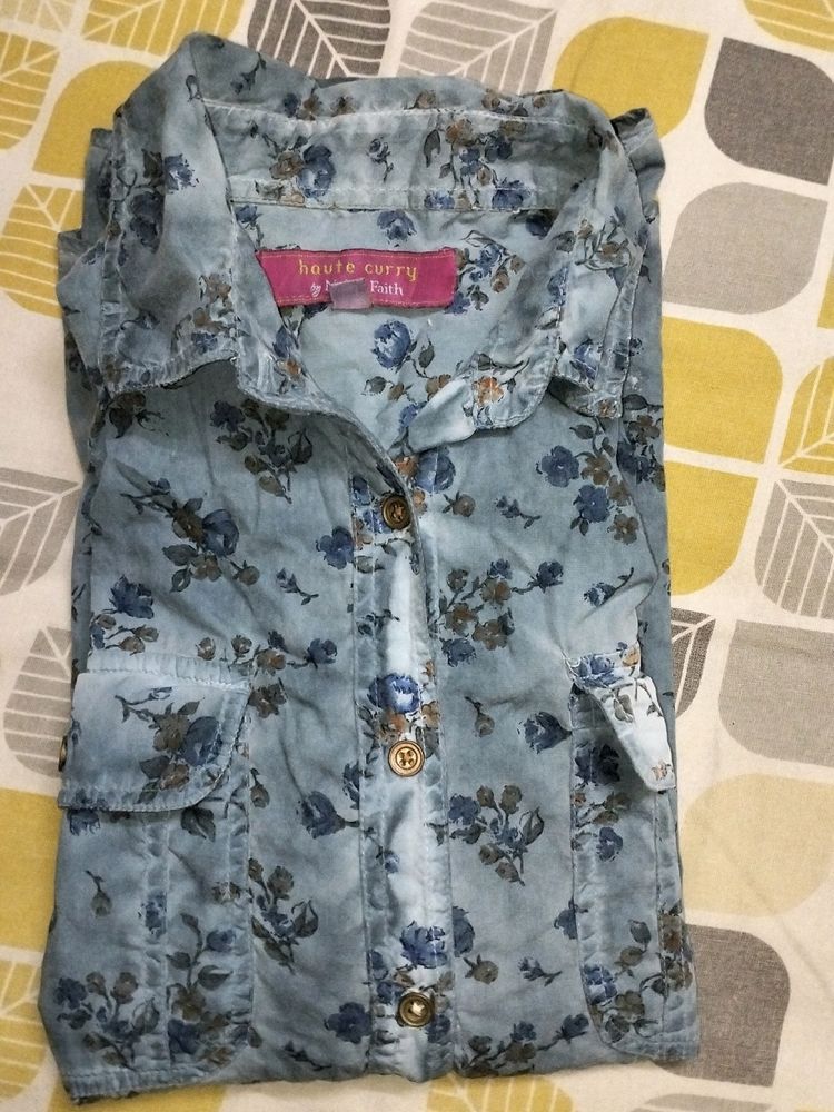 Denim Wash Floral Shirt