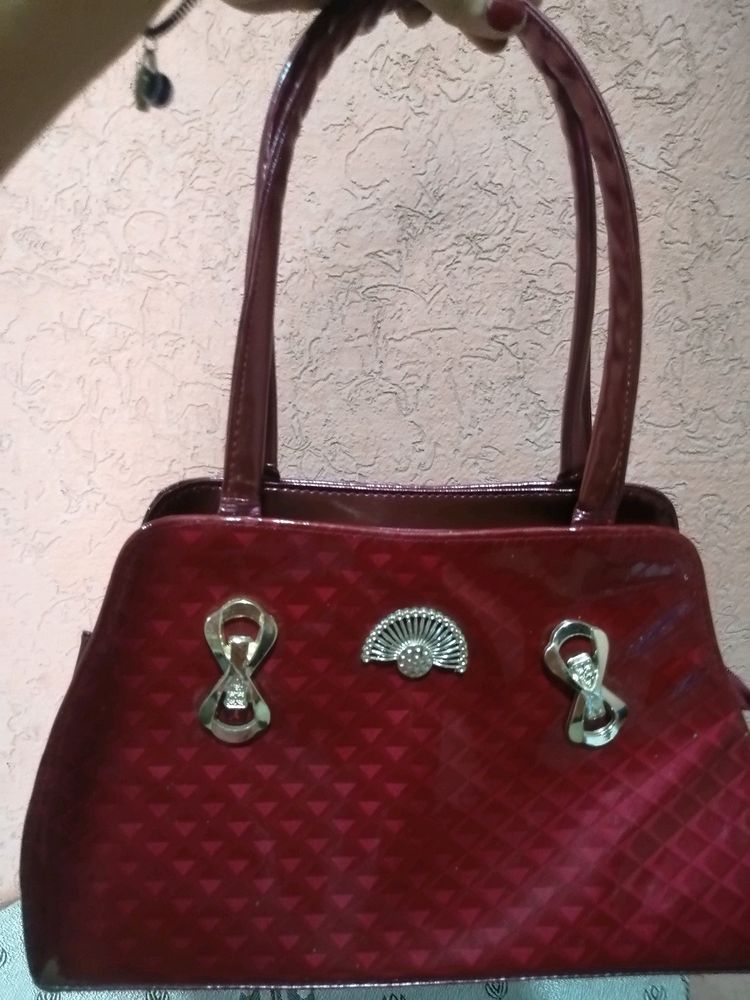 Maroon Party Material Hand Bag