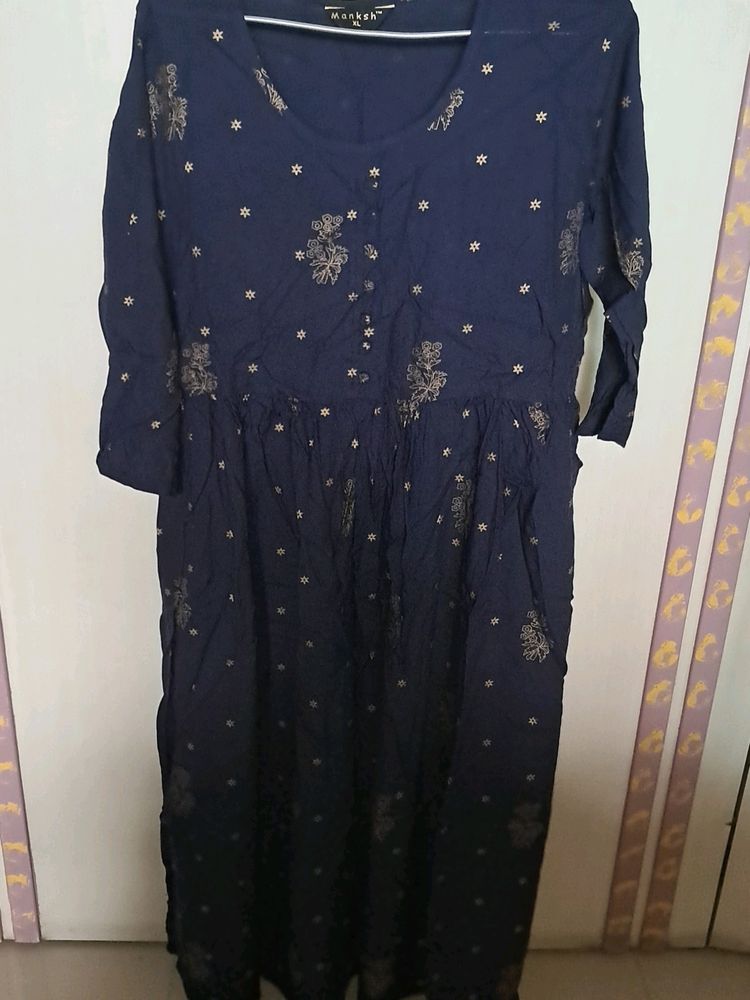 BLUE FLOWER PRINT KURTA