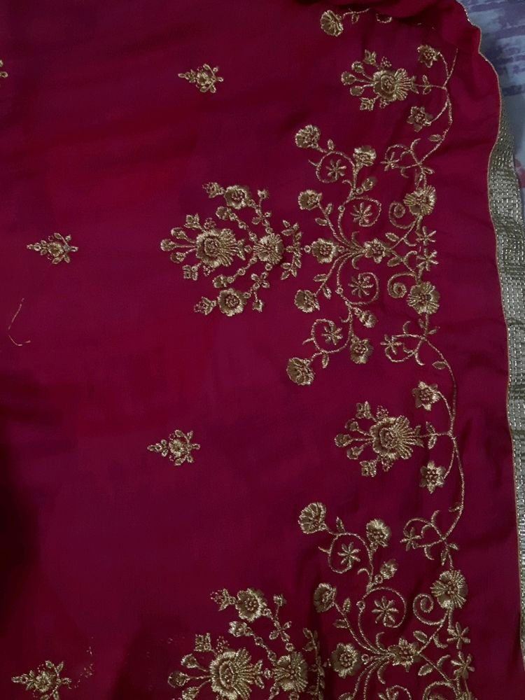 Mazenta Color Chinon Dupatta