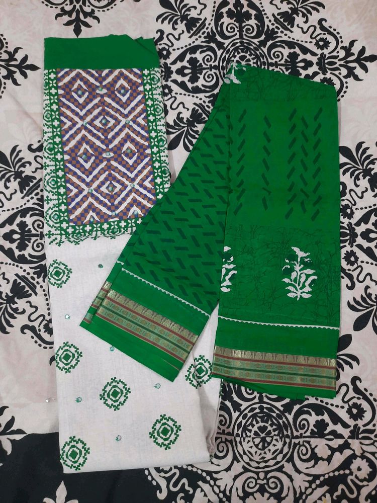 💚🤍BEAUTIFUL MIRROR WORK SALWAR SUIT MATERIAL