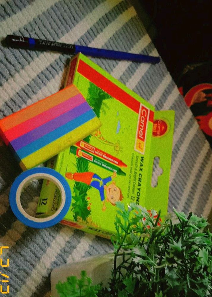 Wax Crayon,HB Pencil,rainbow Eraser, Tape Set