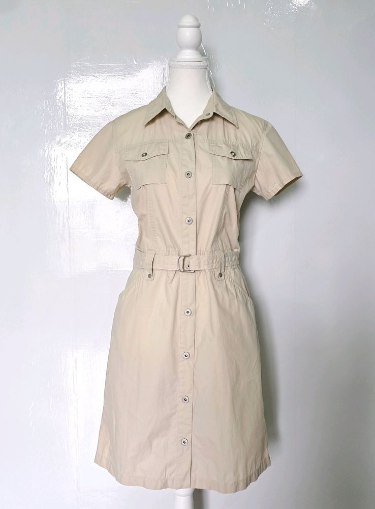 Beige Shirt Dress