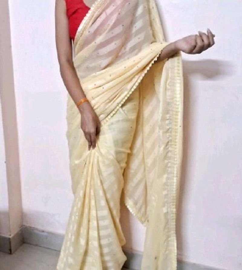 pretty ruffle lace saree.