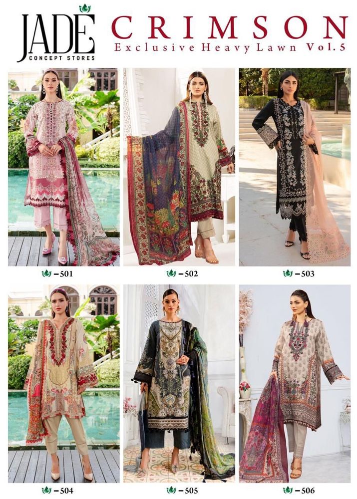 SET OF 6 Pakistani Suit With Cotton Dupatta