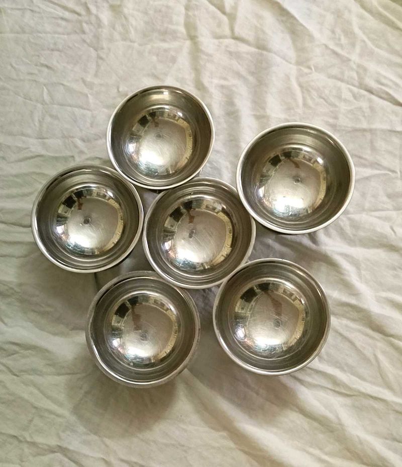 set Of 6 Stainless Steel Icecream Bowls