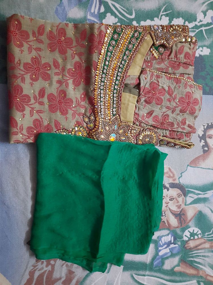 heavy  stone work kurta with dupatta