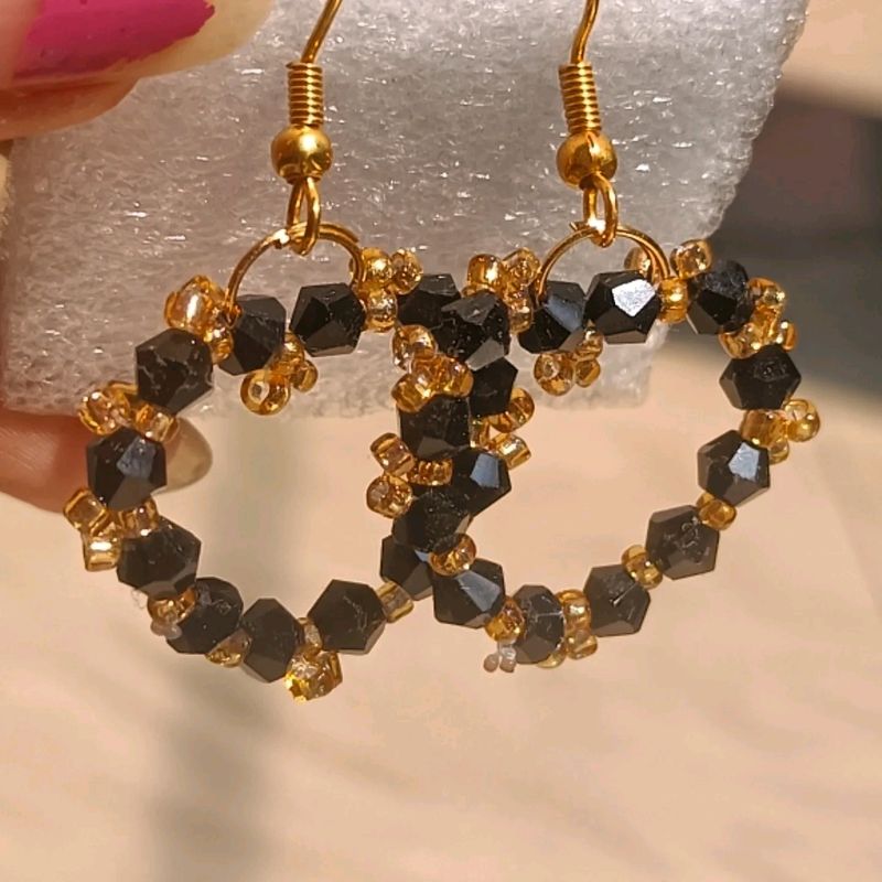 Black Crystal Bead Earing