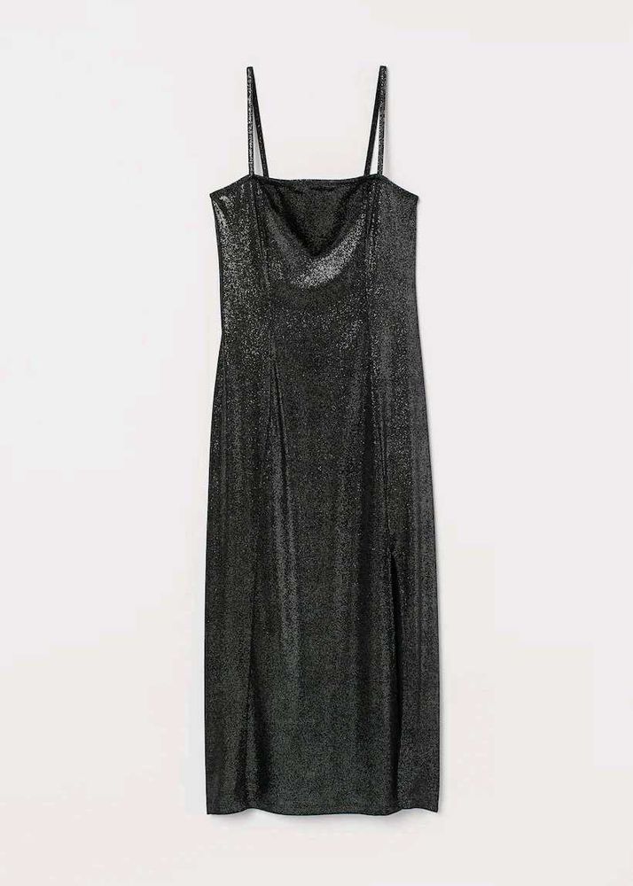 H&M Black Glittery velour Party dress