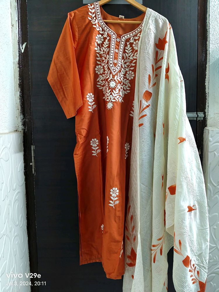 New Unused Combo Chikankari Embroidery Suit
