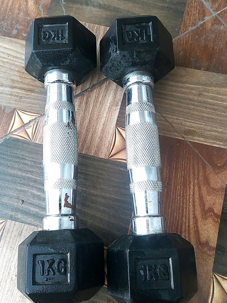 Steel Base Strong Dumbbells Each 1kg Pair.