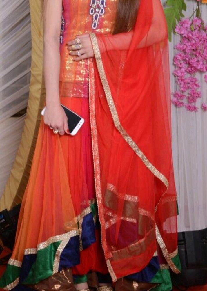 Orange Indo Western Gown