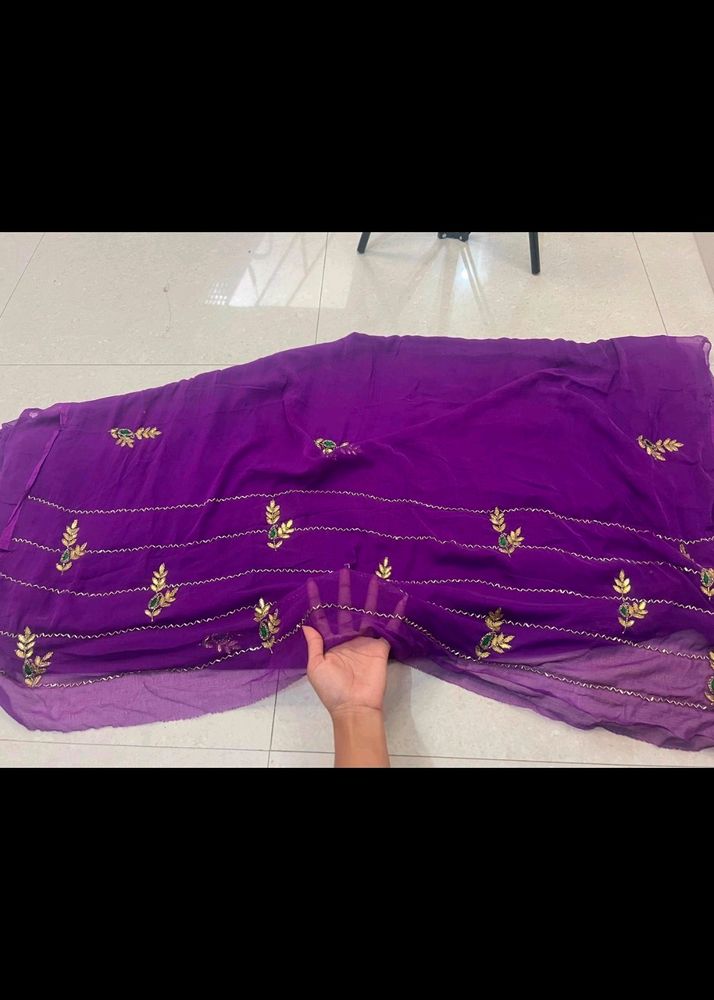 Jaipuri Chiffon Saree Hand Work