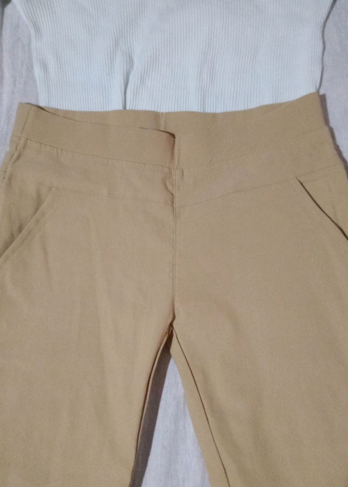 Y2k Vintage Pinteresty Slim Fit Beige Trousers