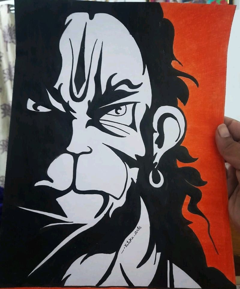 Handmade Hanuman Painting With Frame