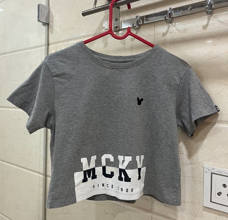 Souled Store Grey Crop tshirt