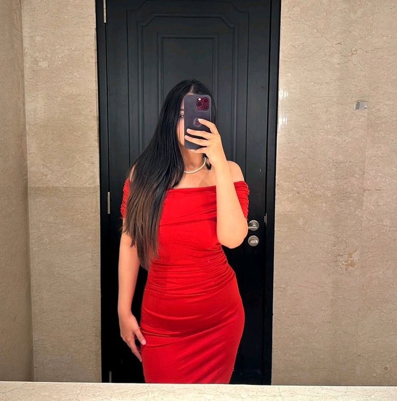 Cherry Red Bodycon Dress For Women ❤️