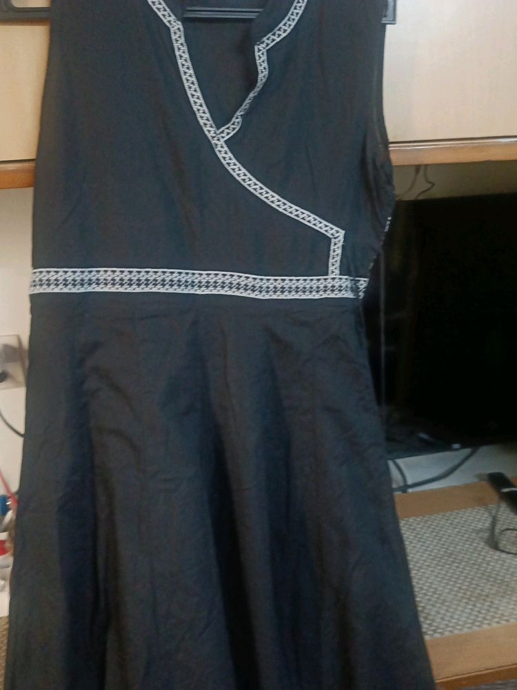 Beautiful Black Kurta with White Embroidery