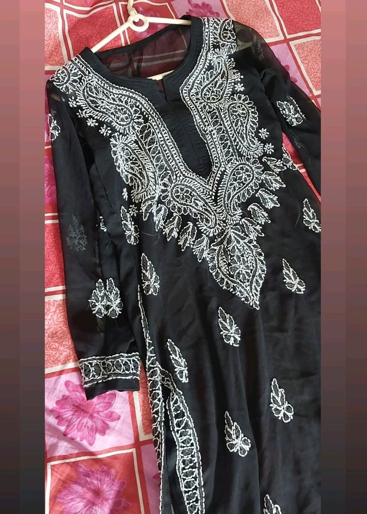 Chikankari Black Kurti