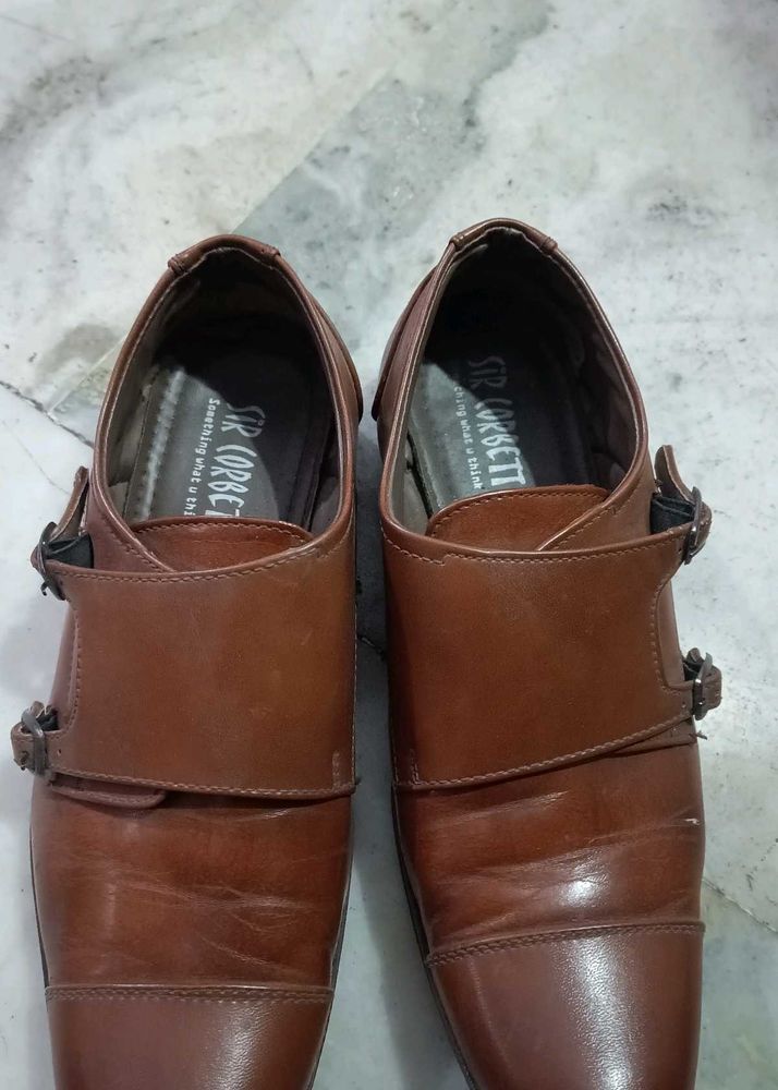 Formal Tan Shoes Monk Strap Slip On