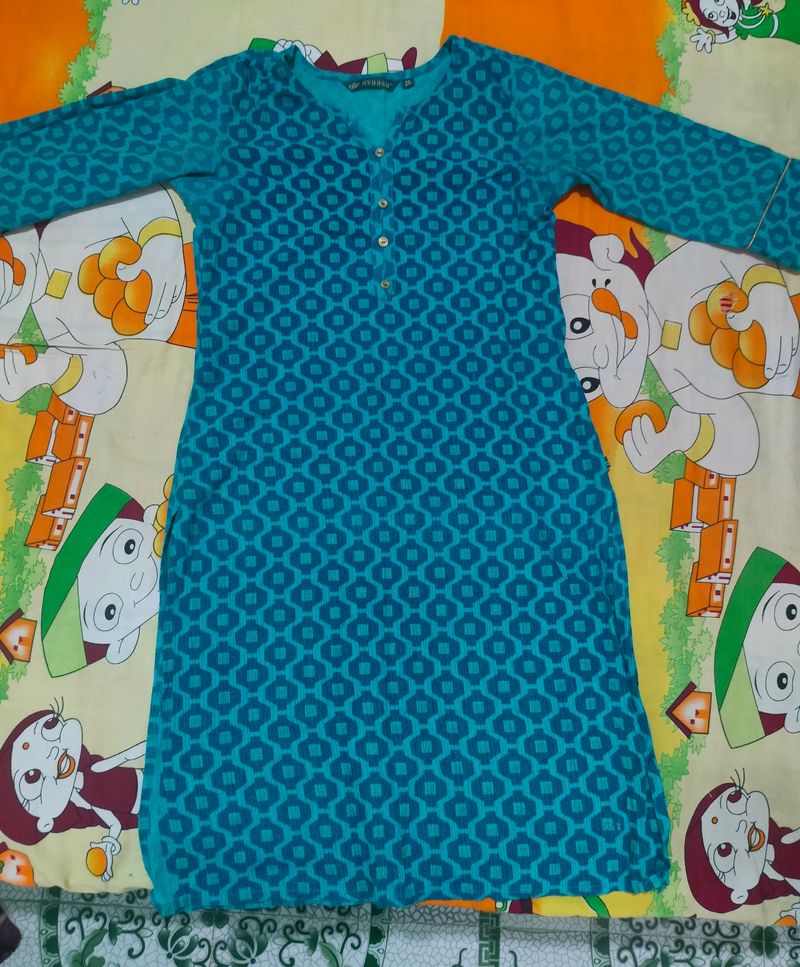 Blue Colour Cotton Kurti