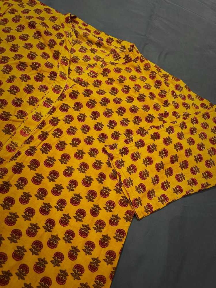 Yellow Printed Kurti