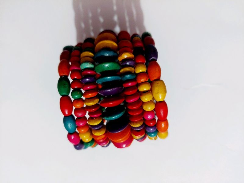 Multicolor Wooden Beads Bracelet