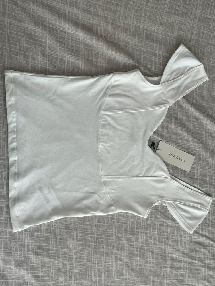 Sweetheart Neckline White Top