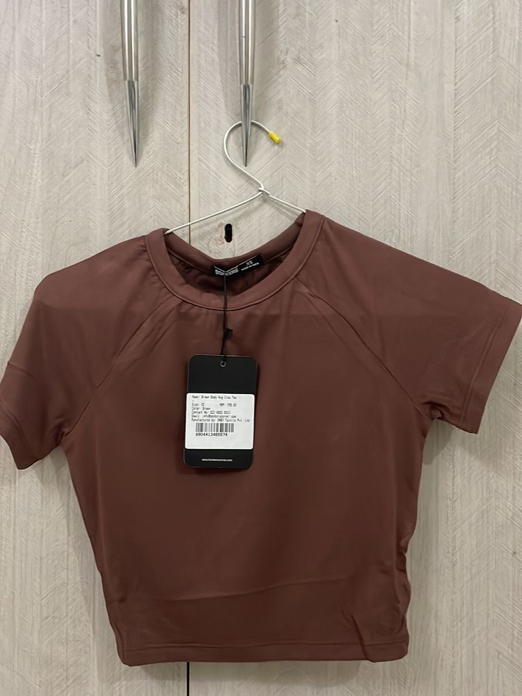 Activewear Brown Crop Tee