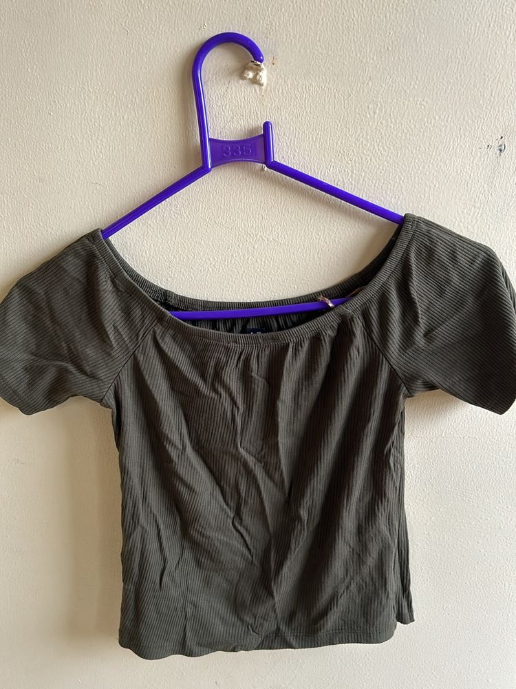 Olive green crop top