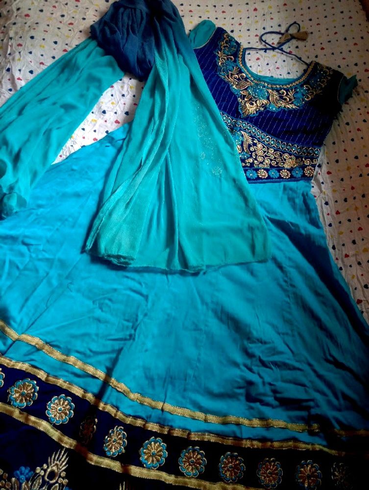 Blue Ethnic Dress With Dupatta