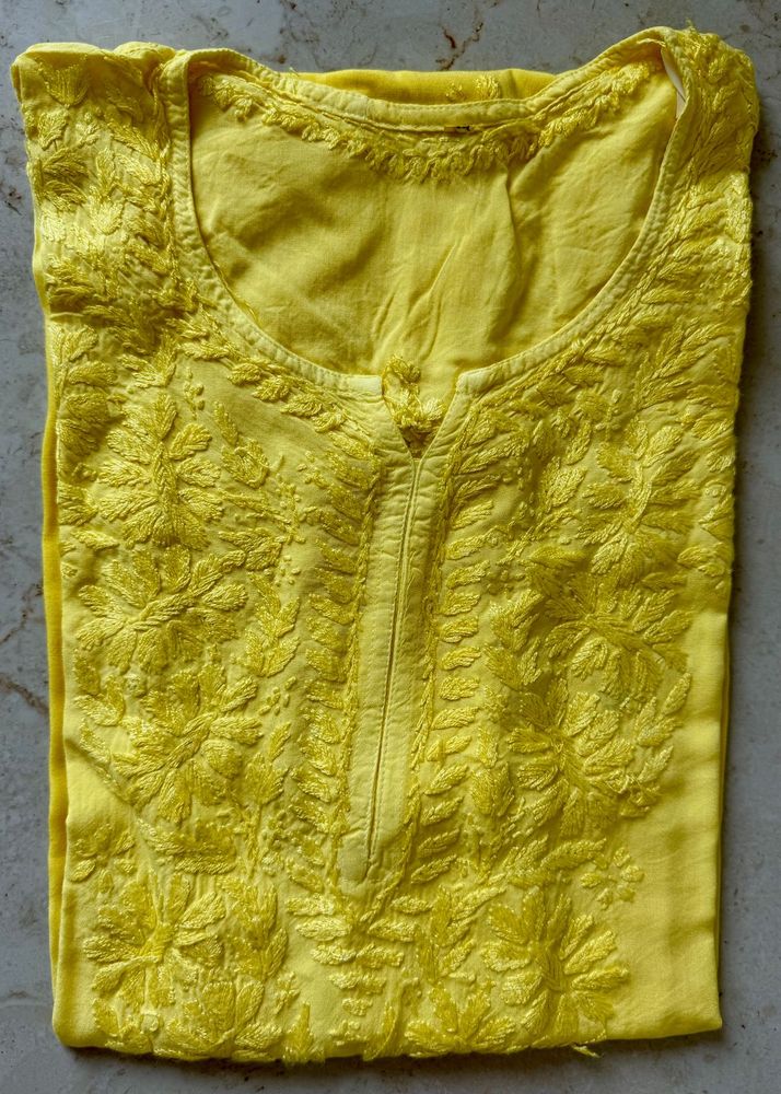 Yellow Lukhnowi Kurti