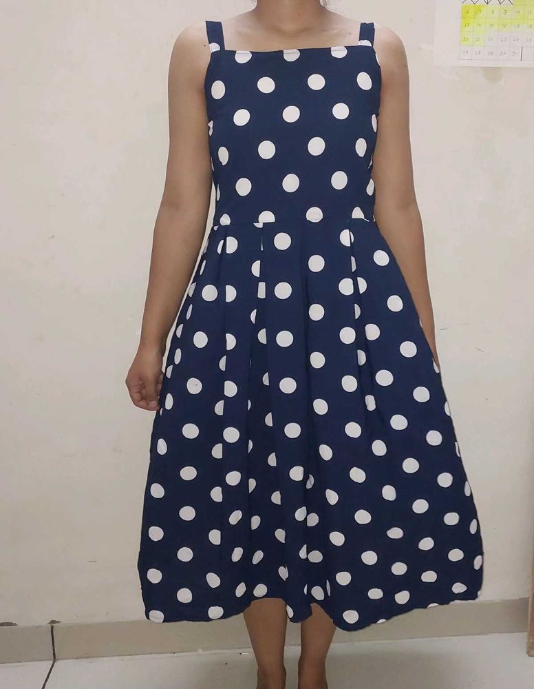 Blue Midi With White Small Dots