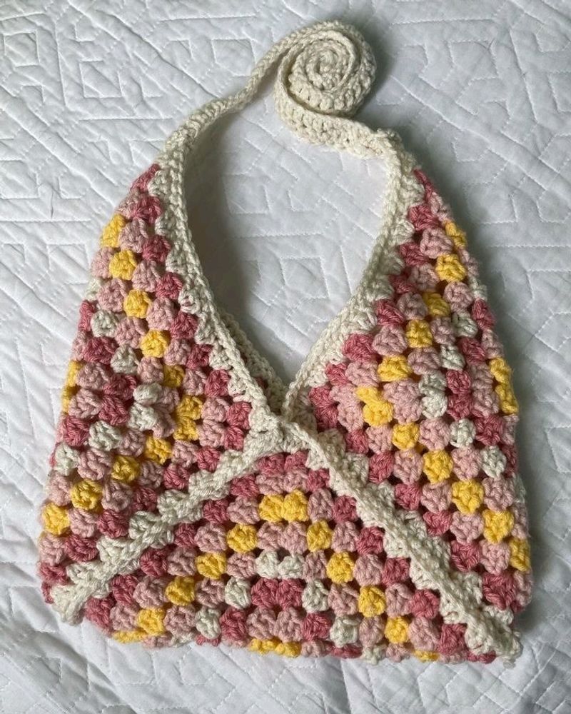 Crochet Granny Square Tote Bag And Mini Pouches