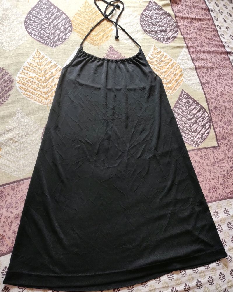 Black Halter Neck Mini Nighty