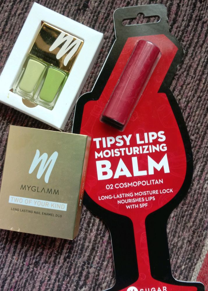 Product Combo Of Sugar Lipbalm + Myglamm Nailpaint