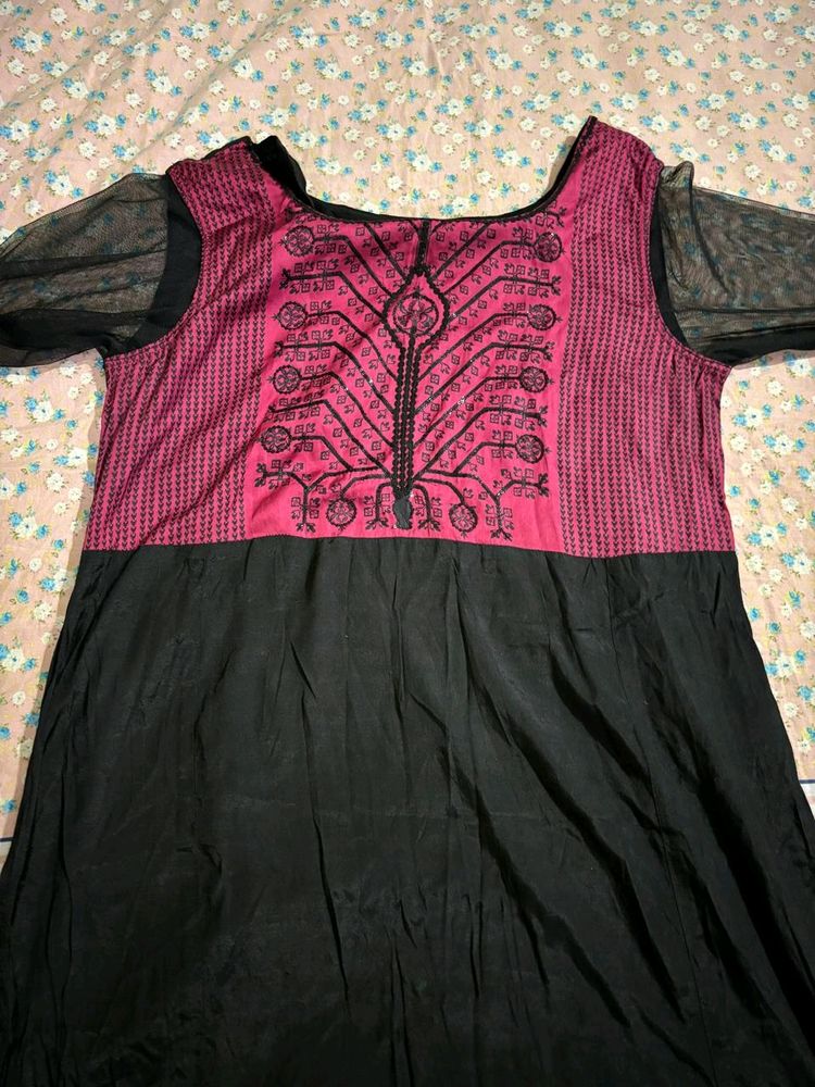 Black And Pink Kurti( Party Wear)