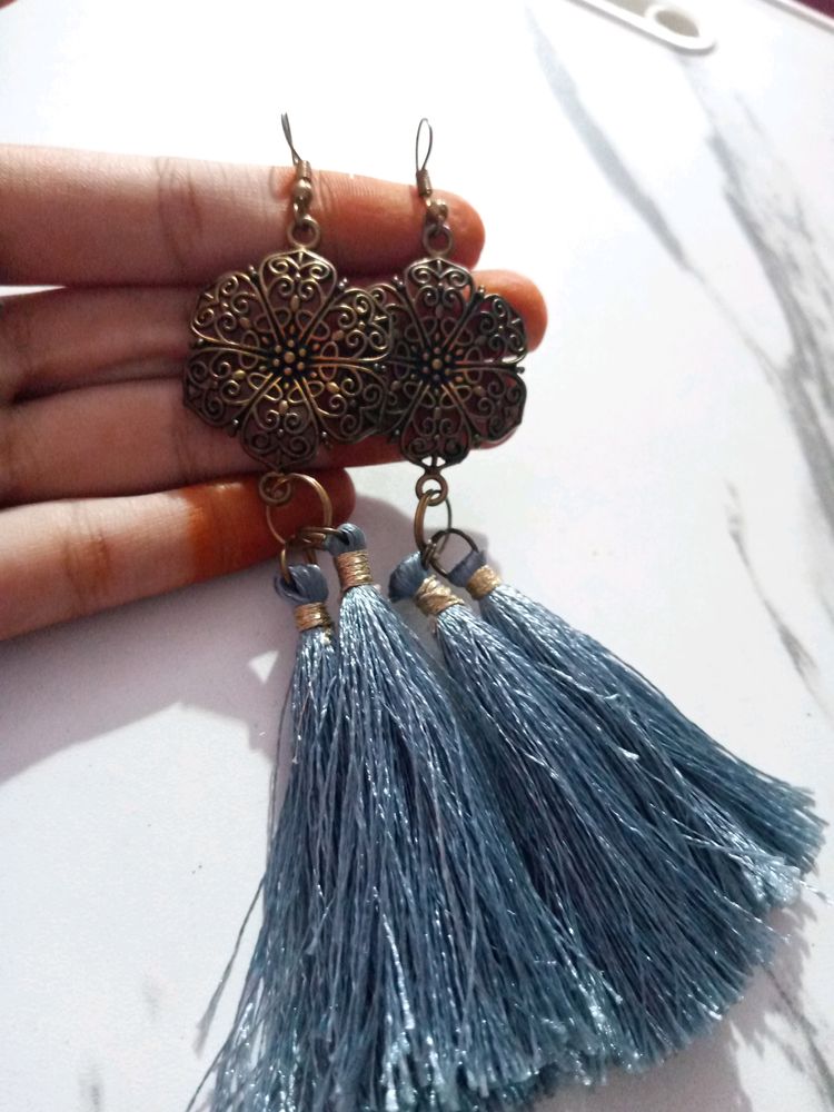 Oxidised Tassel Earrings