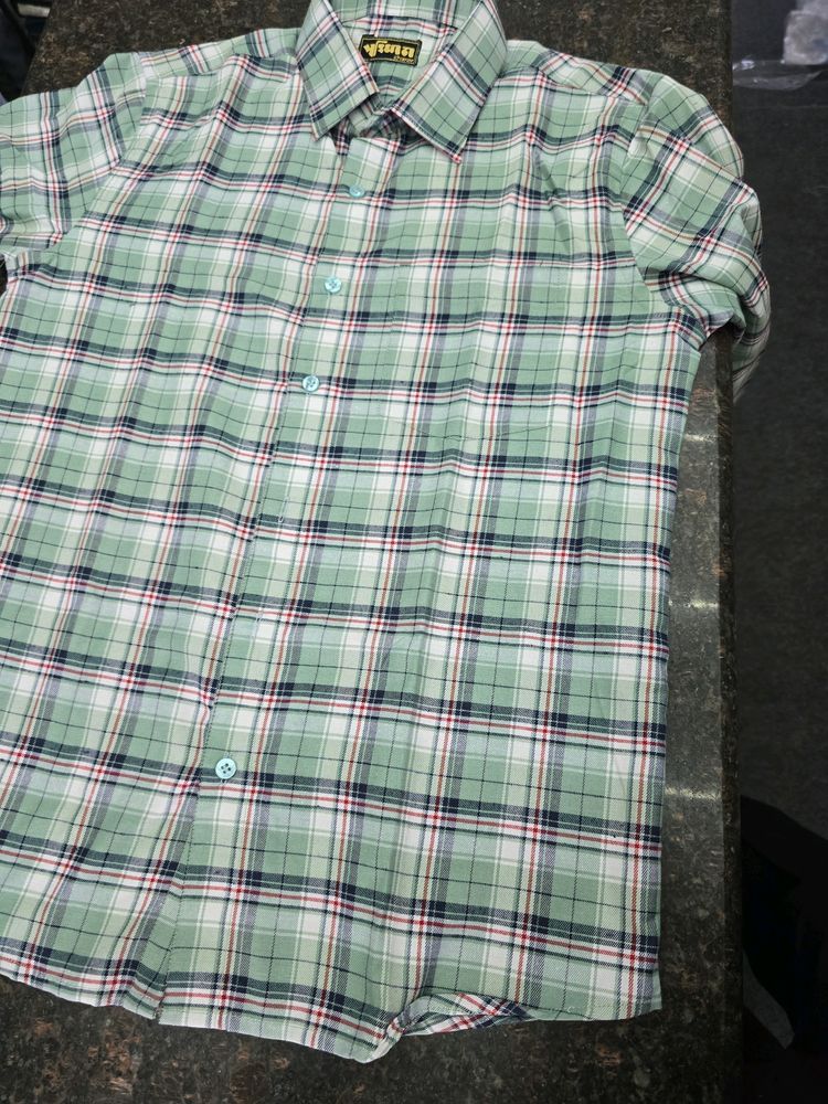 Luxury Mens Checked Shirt Formal Wear