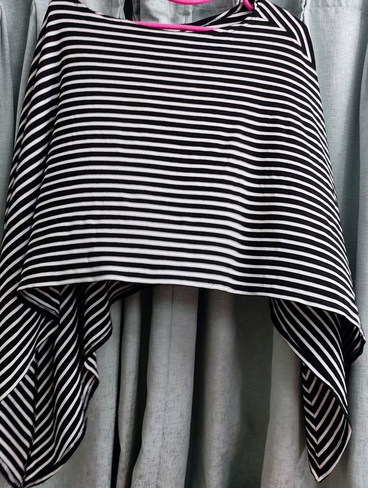 Black & White Stripped Poncho