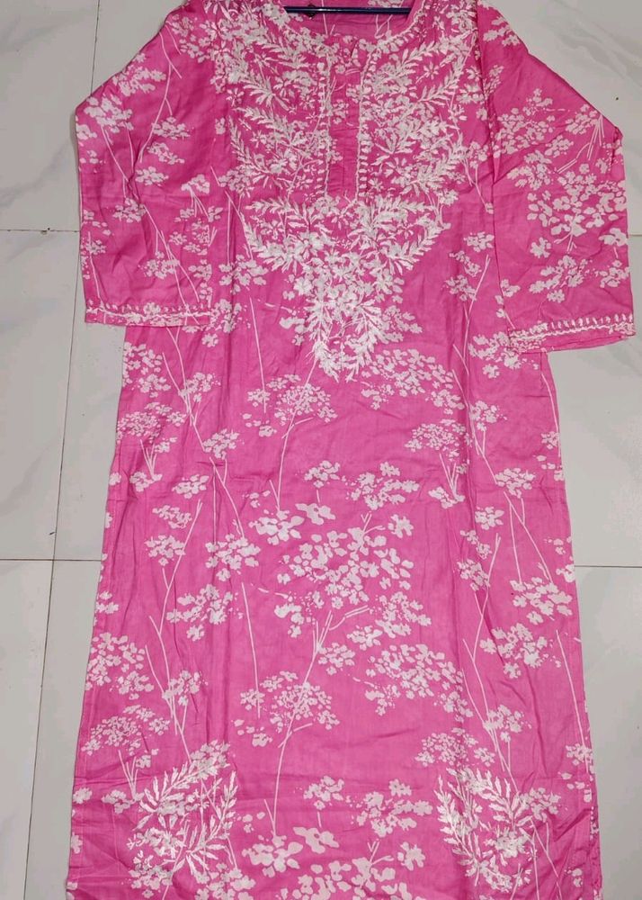 Pink Chikankari Kurti