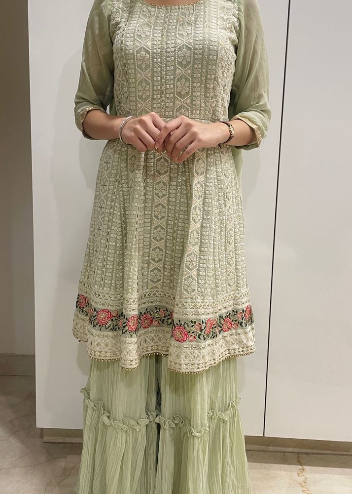 Parrot Green Suit Sharara