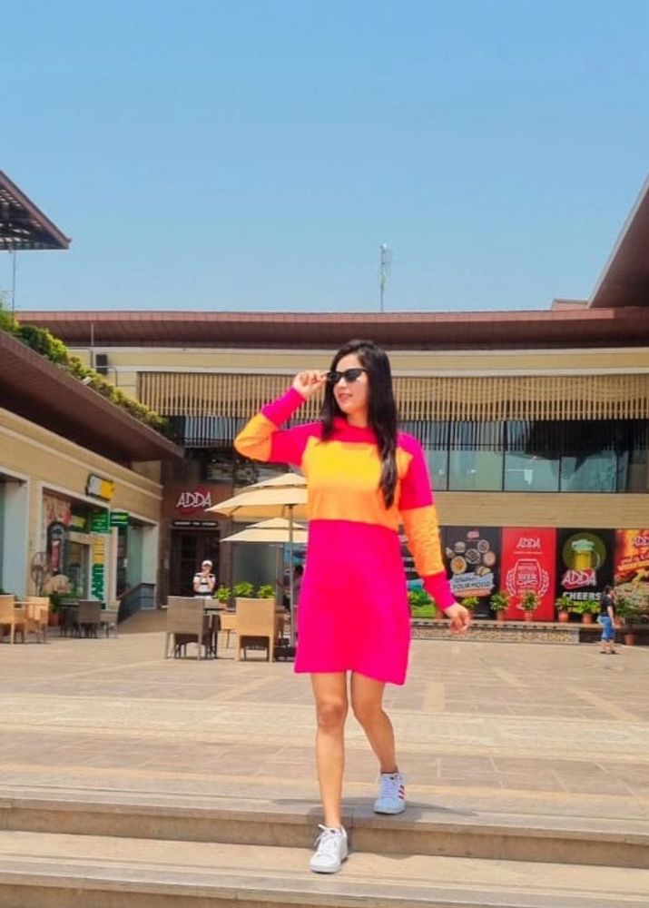 Stylish Color-Block Hoodie Dress