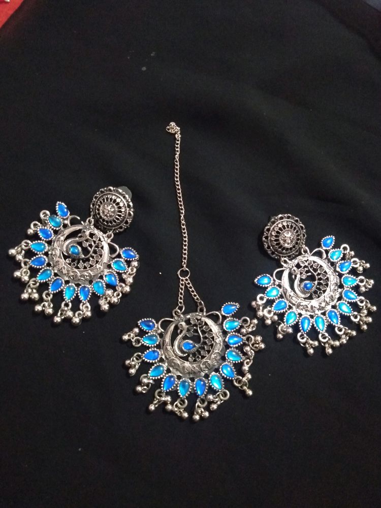 Used Blue Earring Nd Tika Set