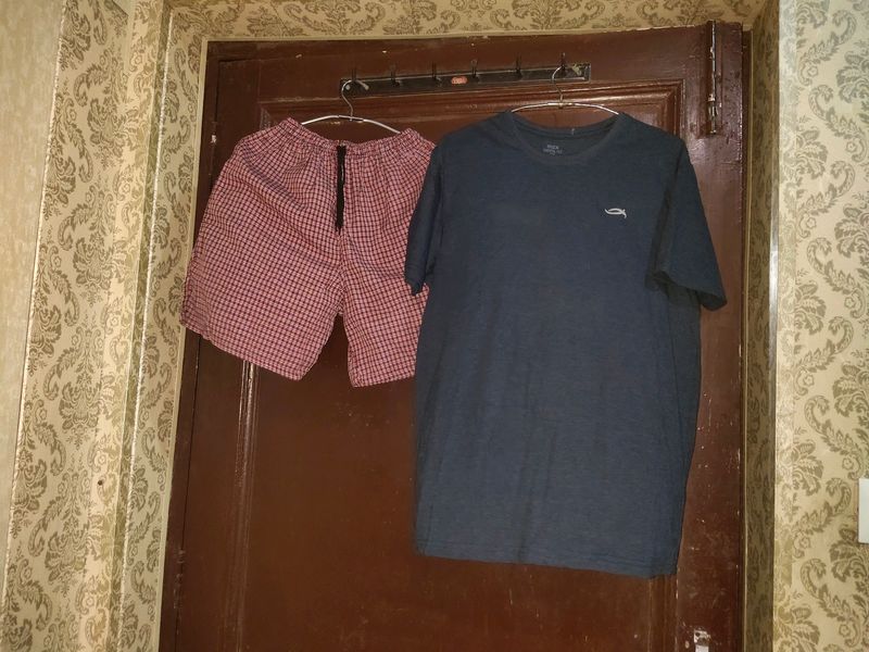 Men T Shirt + Cotton Shorts Set