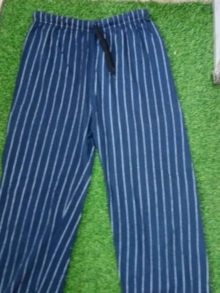 Dark Blue Striped Plazo Ish Pants.